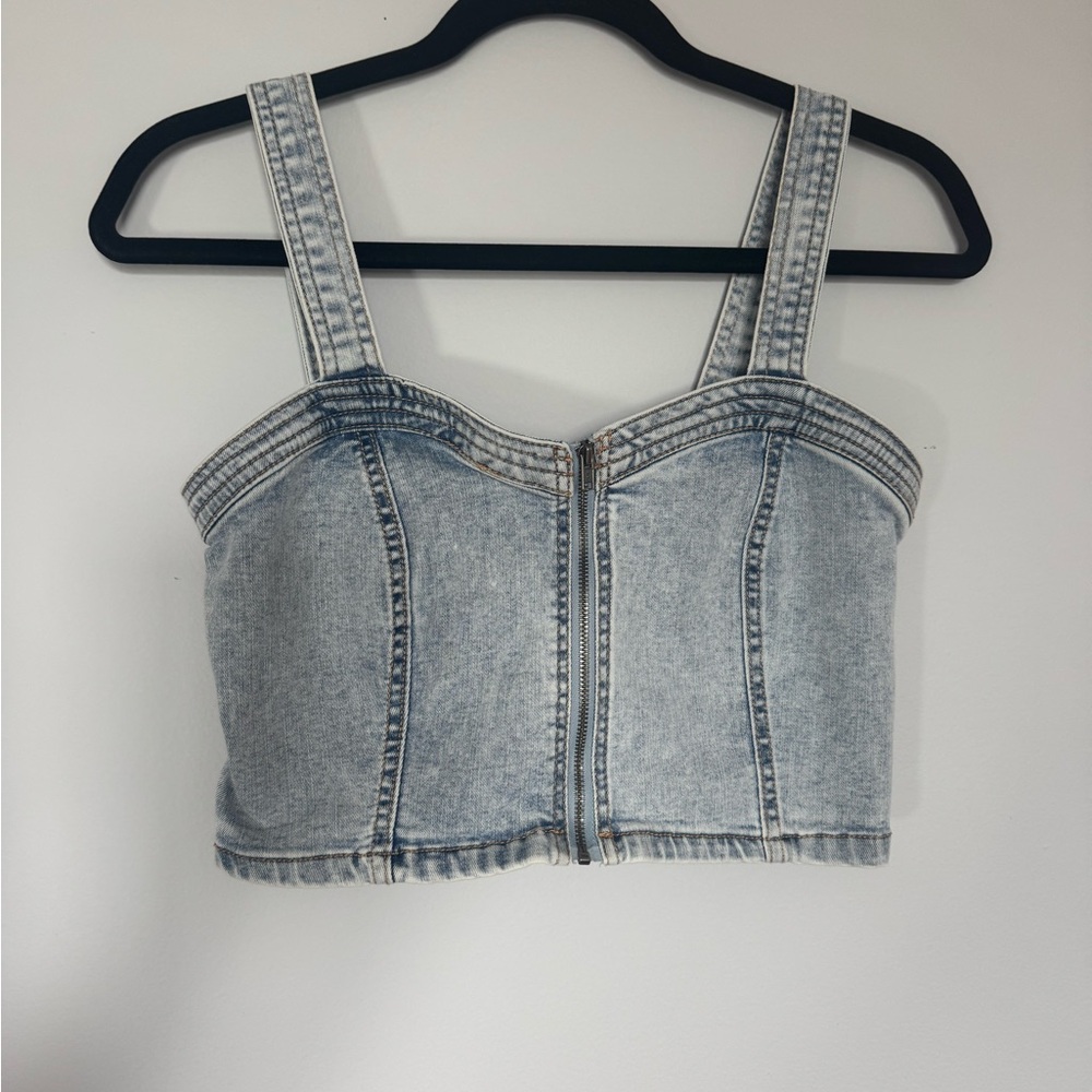 Wild Fable Gray Fitted Bustier Tank Top